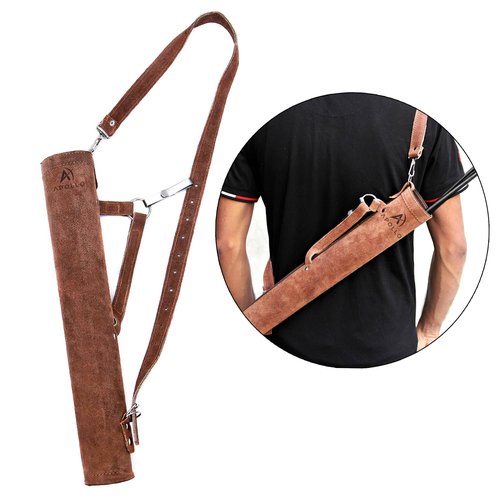 Real Leather Archery Arrow Quiver Holder Adjustable Arrow Backpack Bag Holder Hip Back Quiver for Arrows, Traditional Handmade Archery Quiver for Bow Hunting and Target Practicing (Suede Dark Brown)