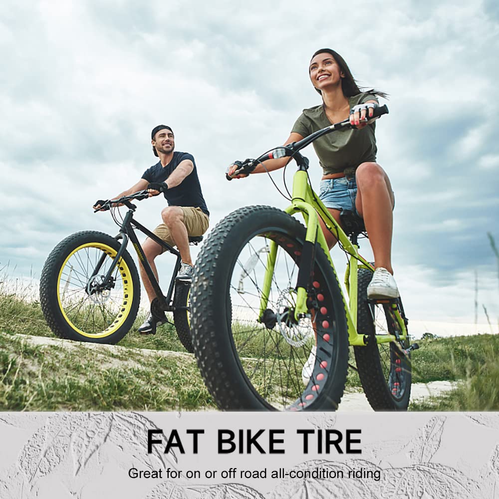 Hycline Fat Bike Replacement Tire: 20x4.0 Inch Puncture Resistant Folding MTB Bicycle Tires, All Terrain High-Density Bike Tires with Street or Trail Riding-Black