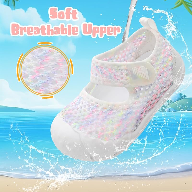BARERUN Whitedye 5-5.5 Toddler Water Shoes - Wide Toe Water Sandals with Quick-Dry Breathable Upper, Arch Support, Hook & Loop