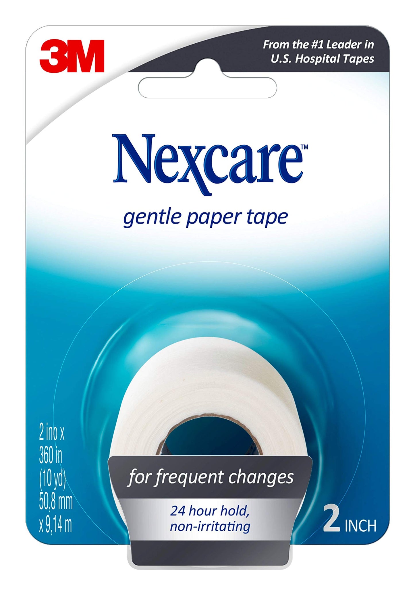 Nexcare Gentle Paper First Aid Tape, 2 in x 10 yd, Hypoallergenic Medical Surgical Tape for Sensitive Skin, Latex Free, 1 Count (Pack of 1)