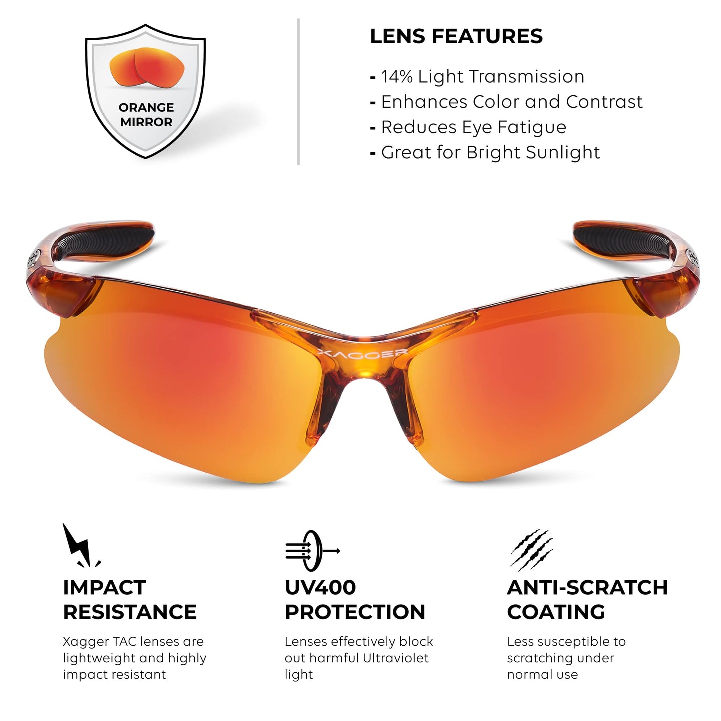 Xagger Kids Youth Polarized Sports Sunglasses for Boys Girls Baseball Softball Glasses TR90 Frame