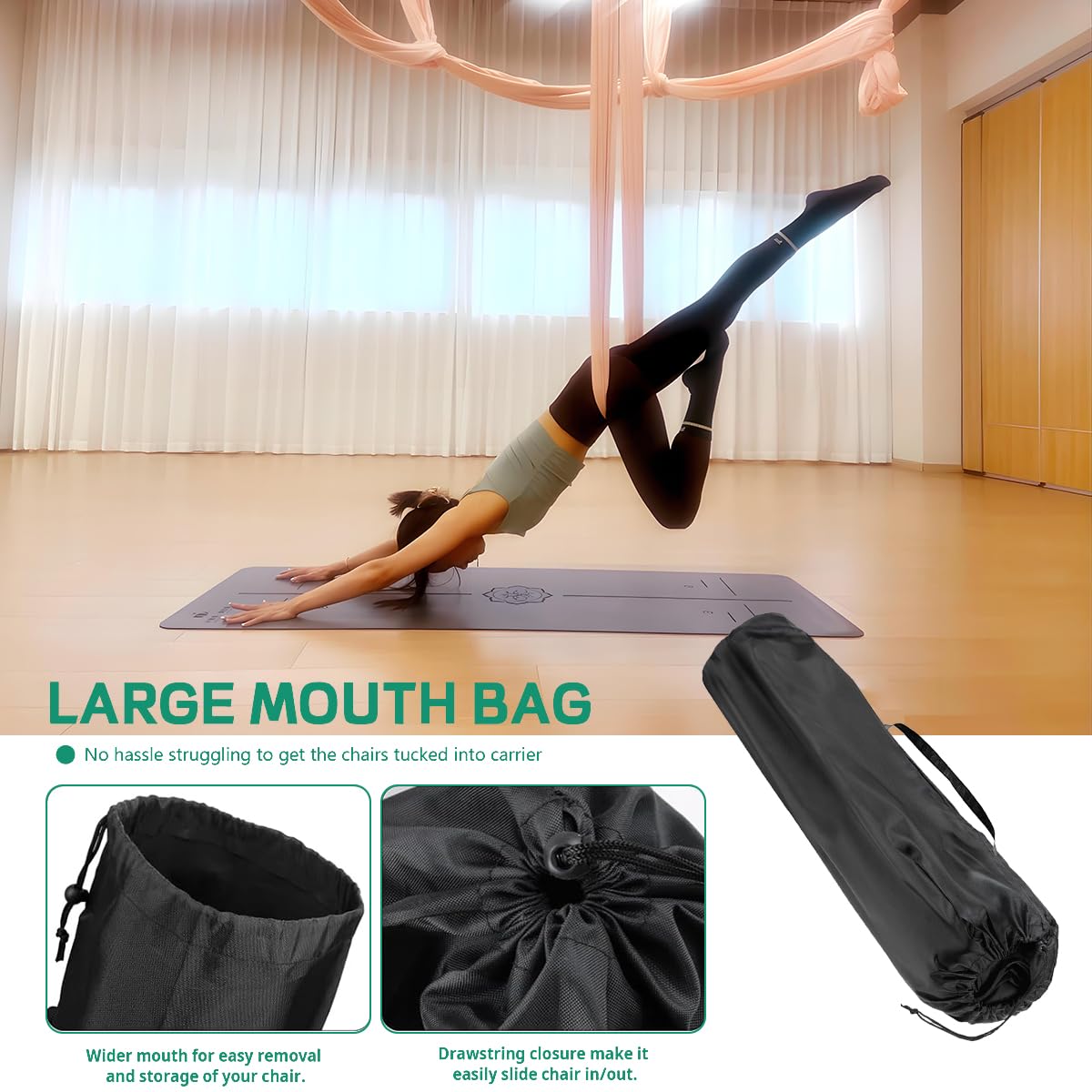 1 Pack Outdoor Portable Chair Bags, Foldable Camping Chair, Yoga Mat, Hammock, Fishing Rod, Tripod, Tent, Umbrella Replacement Bags - Nylon Storage Bags with Handles for Travel(Chair is Not Included)