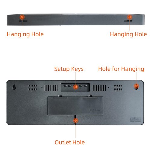AnExer Gym Timer Clock for Gym with Remote, 16.5" LED Workout Colck Count Down/Up Clock for Fitness, 12/24H Digital Wall Clock, Portable Home Accessories