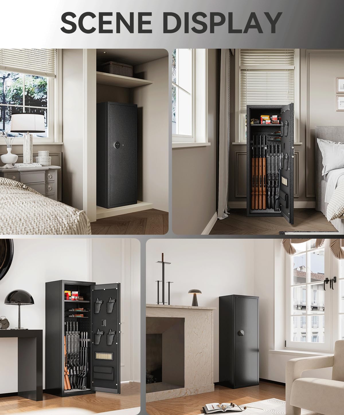 12-15 Gun Safe Gun Safe for Rifles and Pistols Large Rifle Safe Biometric Quick Access Fingerprint Gun Rifles and Password Lock Gun Safes & Cabinets with Adjustable Shelves