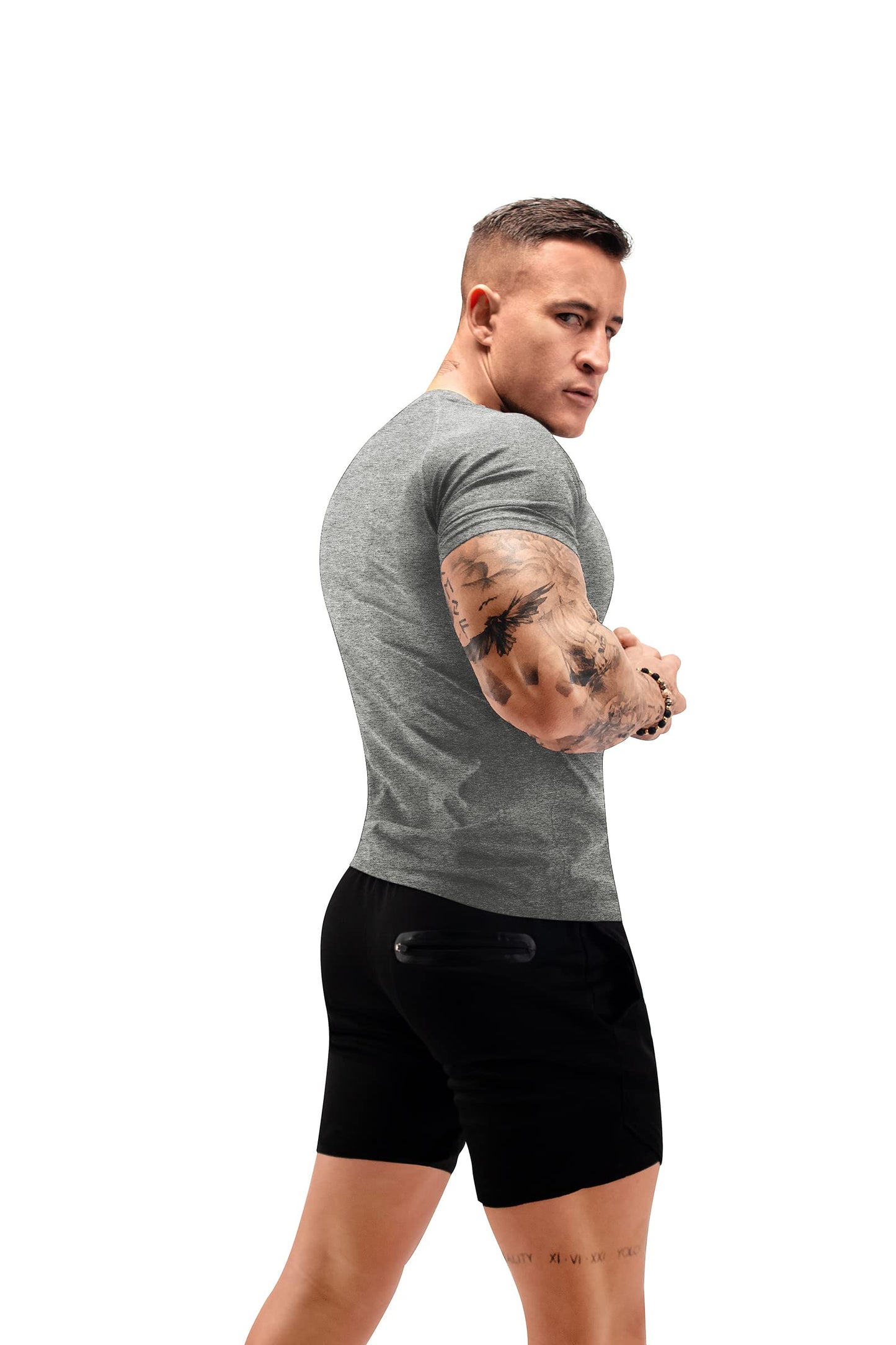 FUXERT Sauna Shirt for Men Sweat Sauna Suit for Gym Exercise Compression Shirt Workout Shapewear (GY L)