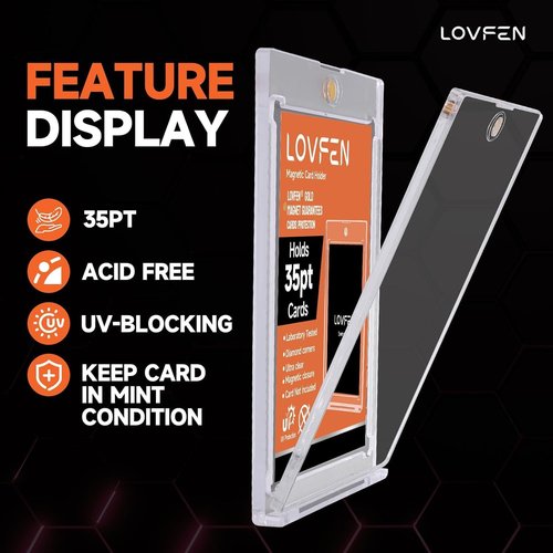 [2025 Upgraded] 50ct Magnetic Card Holders, Super Thin Premium 35pt One Card Holder Touch Card Protectors Hard Plastic Mag Case for Sports, Baseball, and Collectible Trading Cards