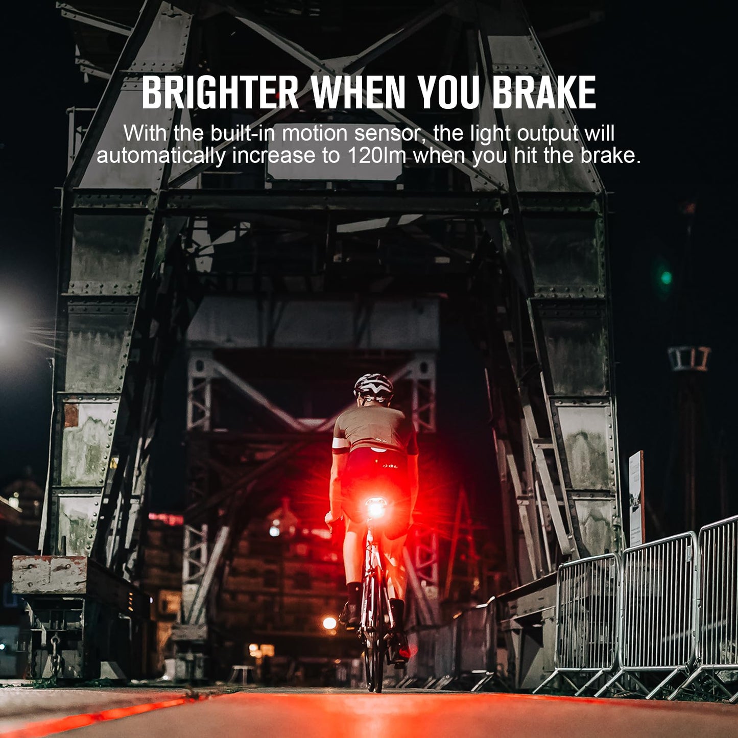 OLIGHT RN 120 C Bike Tail Lights, 120 Lumens and 260 Degree Visibility, 1500m Viewable Range, Rechargeable Bicycle Break Sensing Taillights, IPX6 Waterproof, Road and Urban Cyclists
