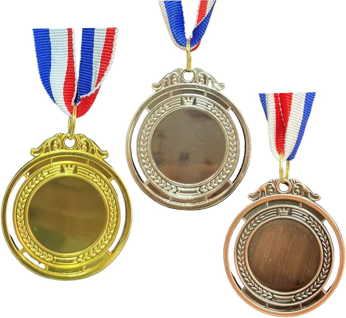 12 Pack Gold Silver Bronze Trophy Medals for Awards,Olympic Style Medal Bulk for Kids and Adults- Prizes for Competitions Ceremonies Events and Celebrations,2 Inches