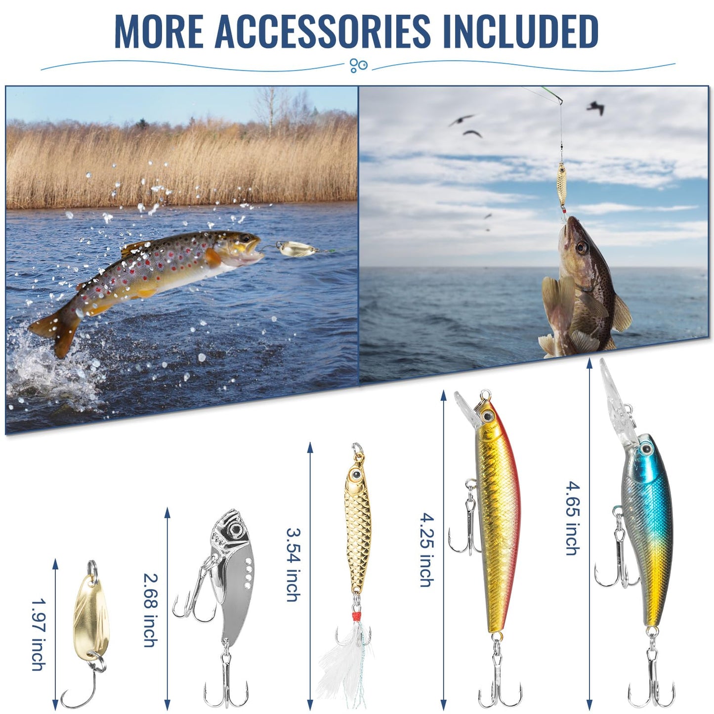 Takieaquax Fishing Lures, 92Pcs Tackle Box with Tackle Included, Crankbaits, Spoon, Hooks, Weights & Other Accessories, Fishing Bait Lure Gear Kit Gift for Men Bass Freshwater