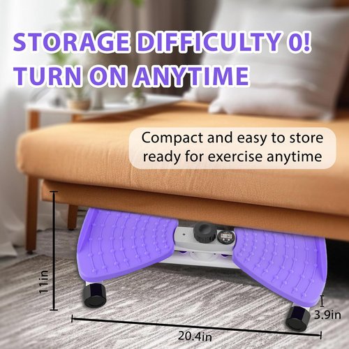 Twisting Waist Machine, Twist Board for Exercise, 300 lbs Weight Capacity, Noiseless Ab Twister for Home Gym Equipment for Women/Men, Track Time, Reps, Calories with Digital Display (Purple)