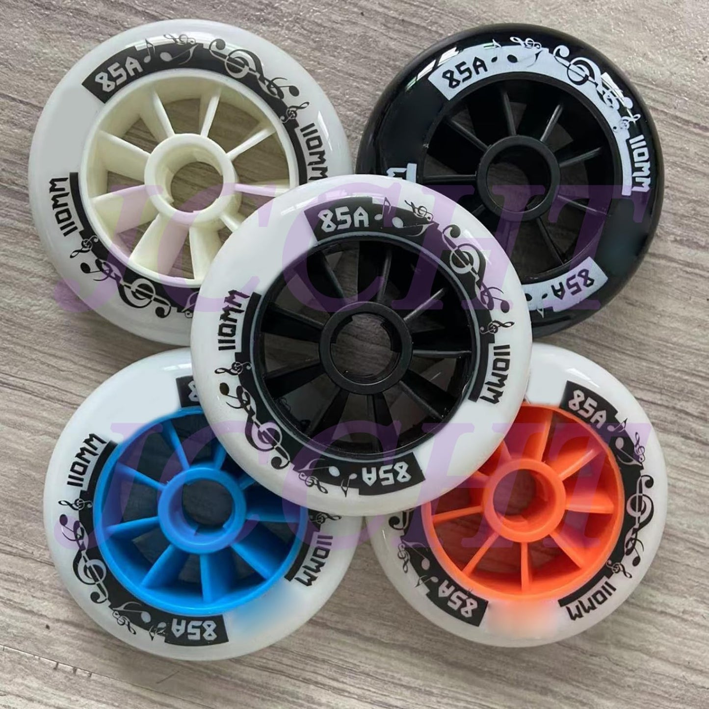 JCCHT PU Rubber Inline Skate Wheels 90mm 100mm 110mm Replacement Speed Skating Inline Wheel Hardness 85A 8-Pack,White Black,110mm
