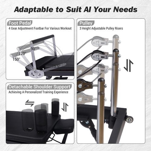 Garvee Pilates Reformer Machine 91" ,Pilates Equipment with Springs for Full Body,Pilates Reformer Bed w/Dual Resistance Springs & Elastic Resistance Bands,