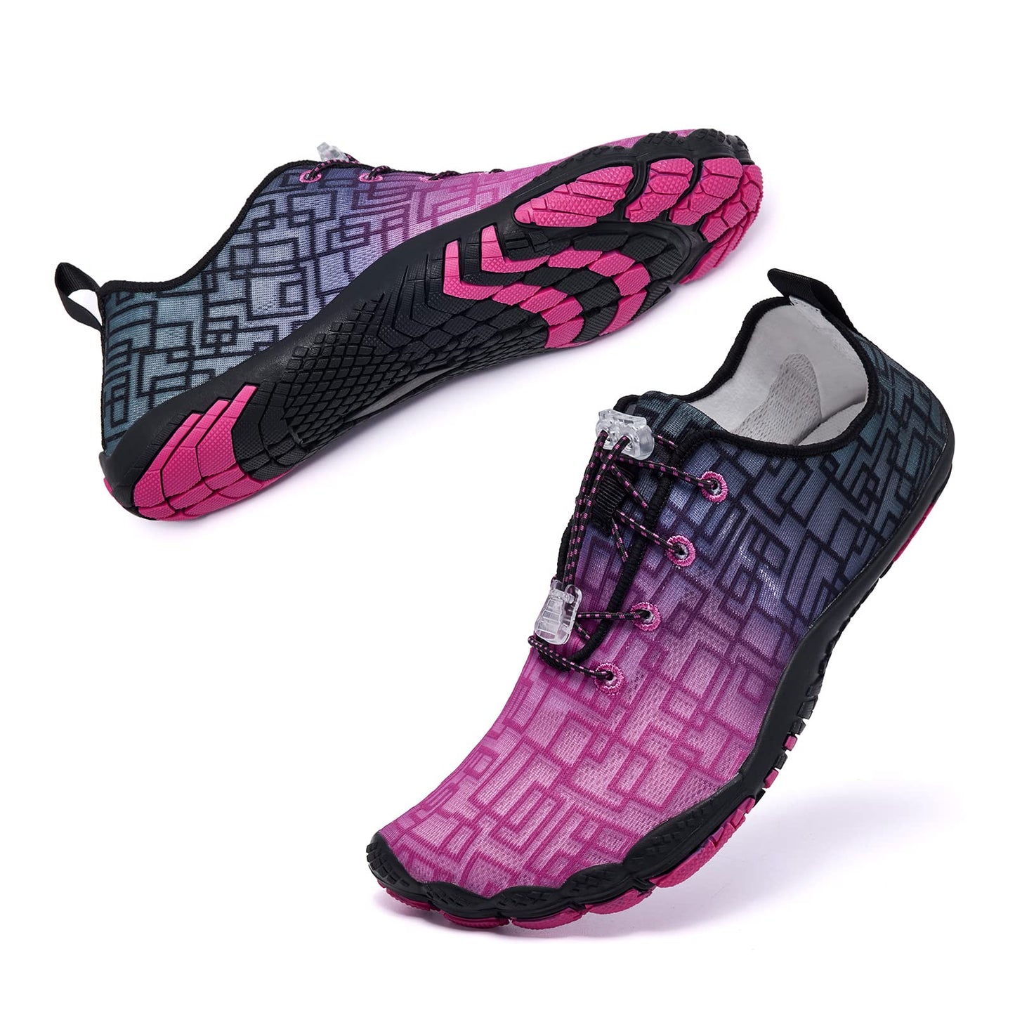 Racqua Swim Shoes Quick Dry Barefoot Water Aqua Sport Beach Surf Pool Hiking Diving Walking for Women Gradient Rose/Black 10.5