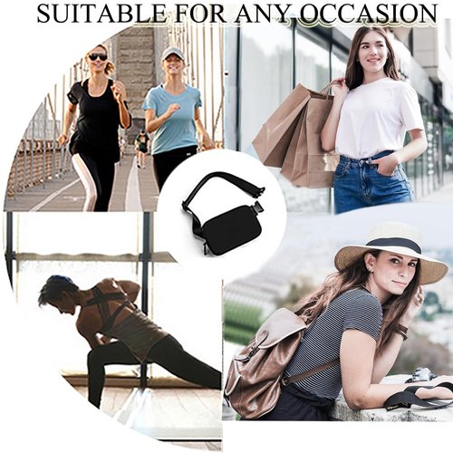 Mini Belt Bag Black Fanny Pack for Women Men Fashionable Small Waist Pack Crossbody Bag for Running,Hiking,Jogging,Cycling (Black fanny bag)
