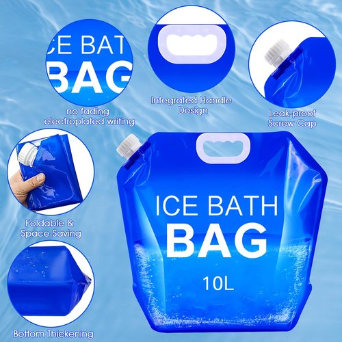 Tryitsbest 4 Pack Ice Bath Bags Reusable, Large Capacity Cold Plunge Ice Bath Accessories, Portable Bathtub Freezer Water Bags for Ice Baths at Home (10L/2.6 Gallon -4Pcs)