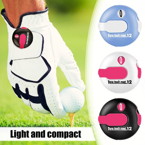 Fiada 1.2 Inch Golf Score Counter for Women Mini Golf Stroke Counter Scoring Keeper up to 12 Shot to Scorekeeper Glove in(Black, White, Blue)