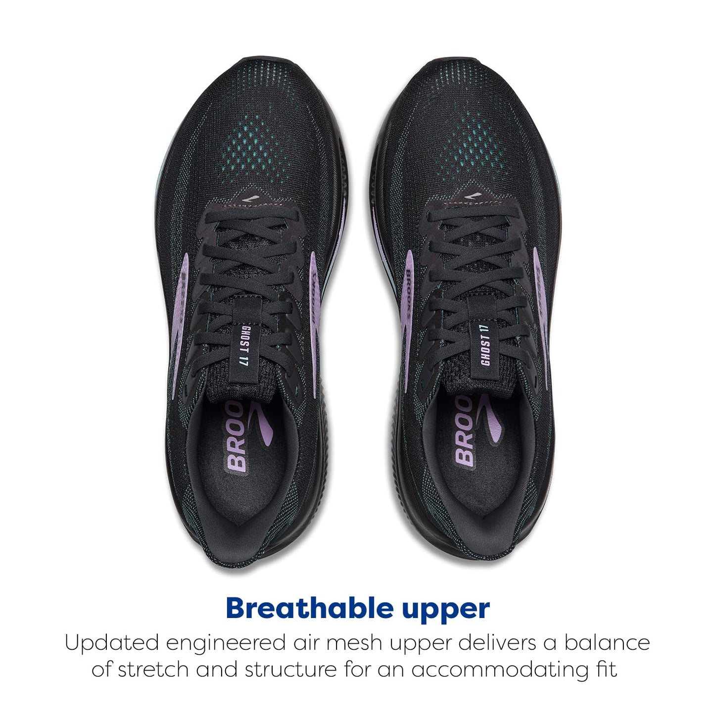 Brooks Women’s Ghost 17 Neutral Running Shoe - Grey/Clearwater/Purple - 13 Wide