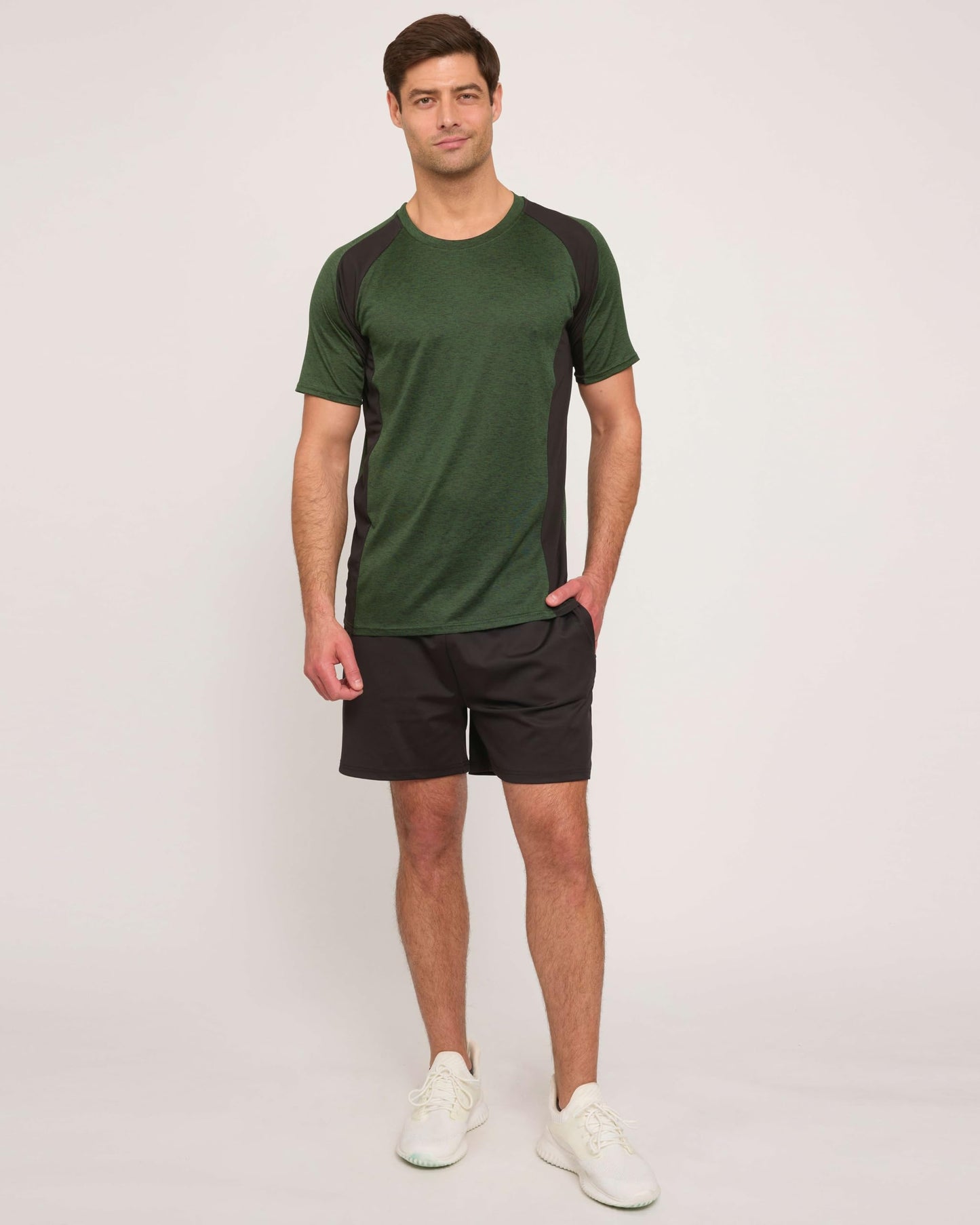 Real Essentials 5 Pack: Men's Dry-Fit Short Sleeve Crew Neck T Shirts Fitness Running Gym Workout Cool Exercise Athletic Tee, Set 13, Large