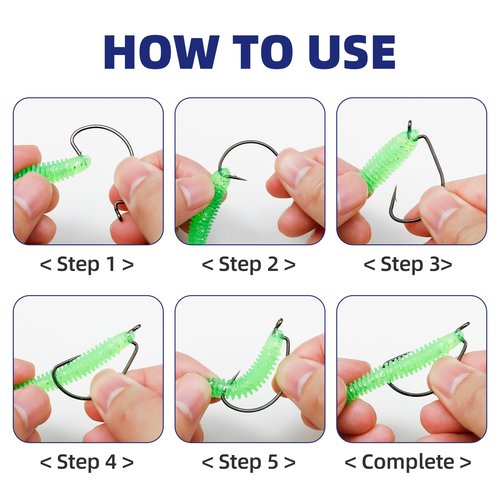 UCEC Fishing Hooks, 100pcs EWG Offset Worm Hooks Bass Hooks Wide Gap 2X Strong Senko Bait Texas Rig Jig Fish Hooks for Bass Trout Saltwater Freshwater Size:#1 1/0 2/0 3/0 4/0 5/0