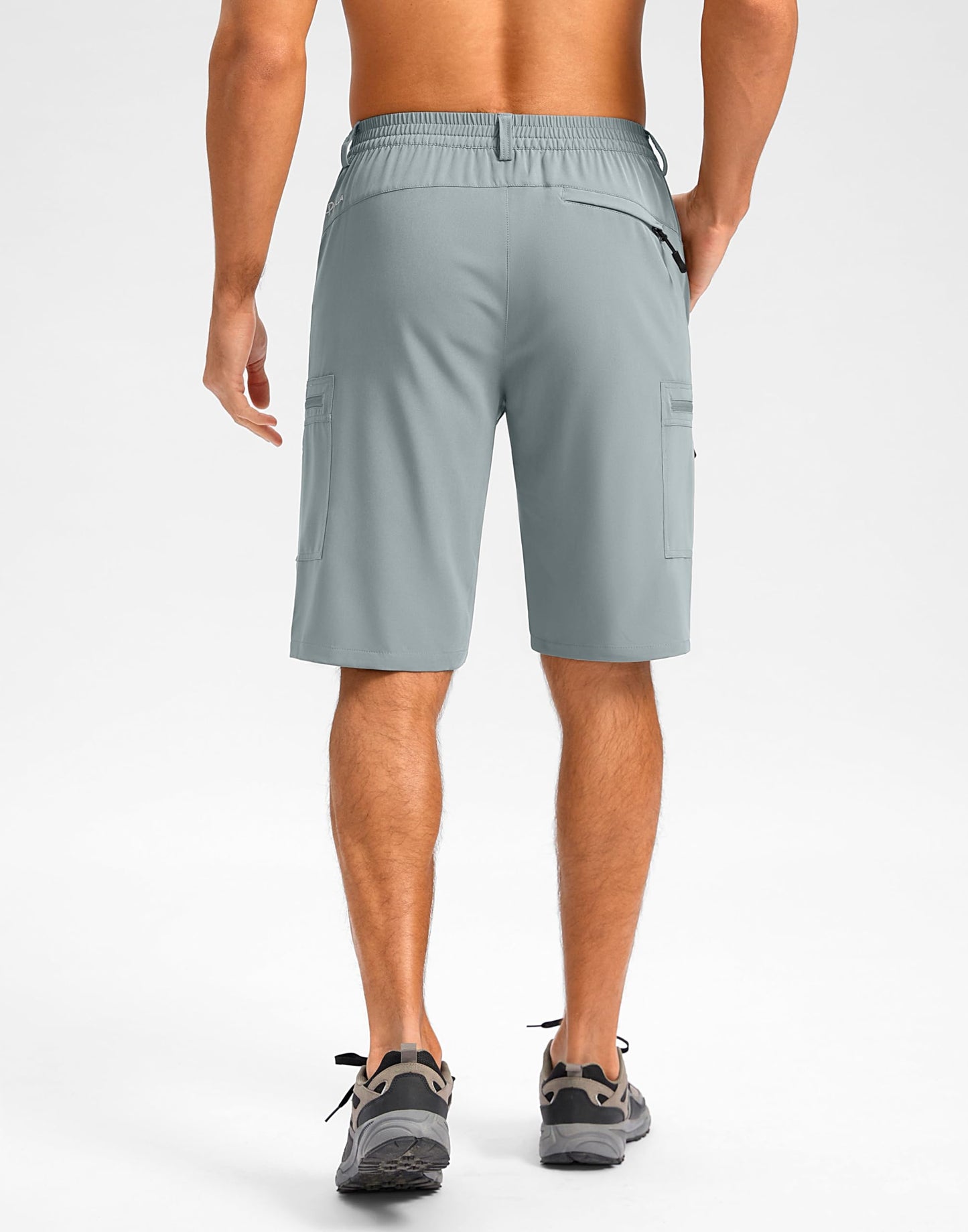 Pudolla Men's Hiking Shorts 11" Lightweight Cargo Work Shorts for Men Summer Travel Golf Casual Outdoor with 5 Pockets(Light Grey X-Large)