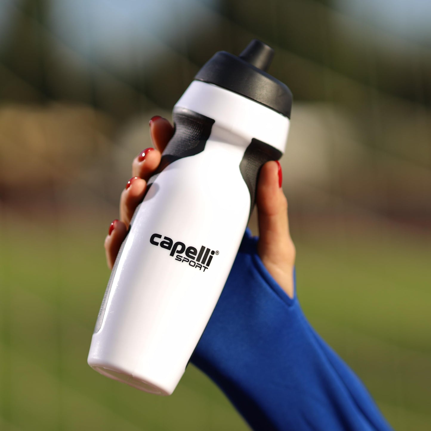 Capelli Sport Sports Water Bottle, Plastic Squeeze Water Bottle with Easy Open Nozzle and Grip Panels, White