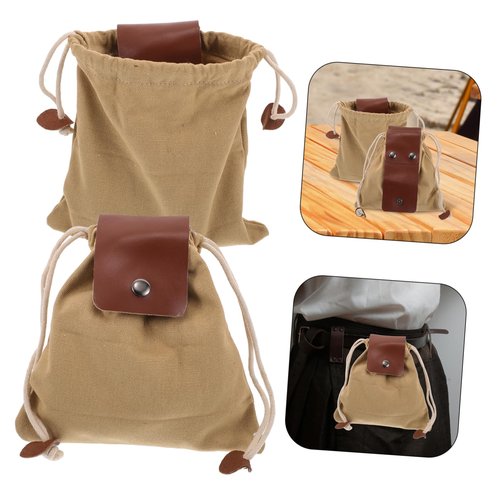 Hoement Collapsible Mushroom Bags 2pcs Canvas Pouch Set Portable Hiking Fruit Picking Bag Saddle Dump Pouch