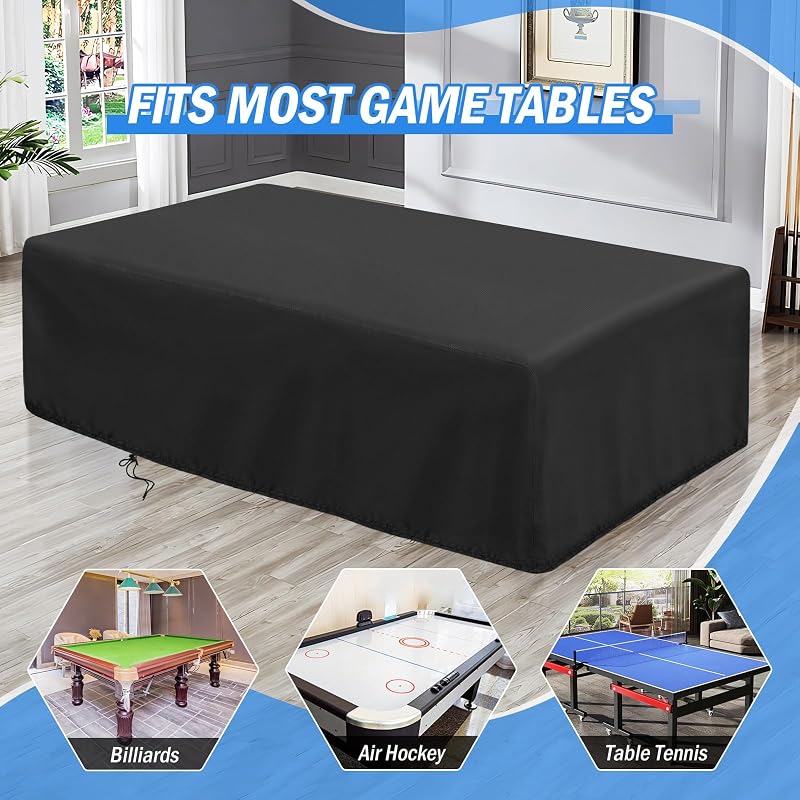 POMER 8FT Pool Table Cover 102x53x32 Inch, Waterproof Outdoor Table Cover with Drawstring