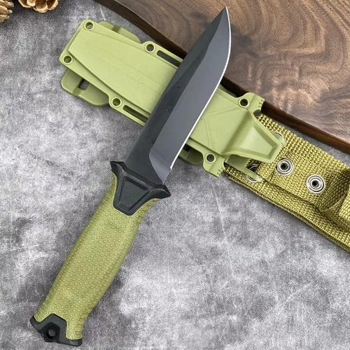 xiaotianlai 9.84" Fixed Blade Hunting Knives Green Handle and Sheath,Stainless Steel Survival Hunting Bushcraft Full Tang Non-Slip Handle Knife Camping,Hunting,Adventure,Outdoors,EDC