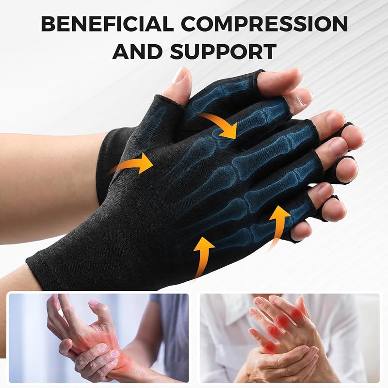 2 Pairs Fivxupr Arthritis Compression Gloves for Hands & Wrists – Medium