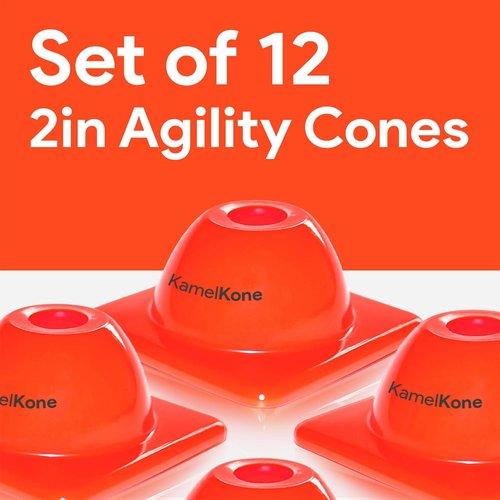 Versatyle Heavy Duty 2in Agility Training Cones for Soccer, Football, Basketball & Sports Drills, Flexible Motorcycle & Traffic Training Cones, Durable, Versatile, High Visibility (Set of 12, Orange)