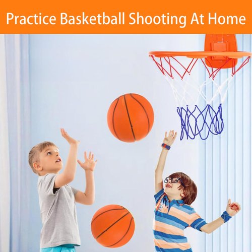 Silent Basketball and Hoop Set, Silent Basketball, 2025 Upgrade Quiet Foam Indoor Training Ball, No Noise with Wall Mount Hoop Silent Ball Professional Indoor Basketballs Frame(No.5-8.66")
