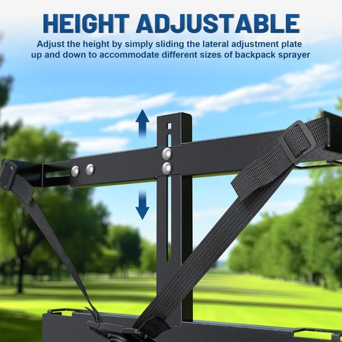 Backpack Sprayer Rack, Adjustable Backpack Sprayer Holder with Upgraded Buckle for Webbing Suitable for Open or Enclosed Trailers, Black