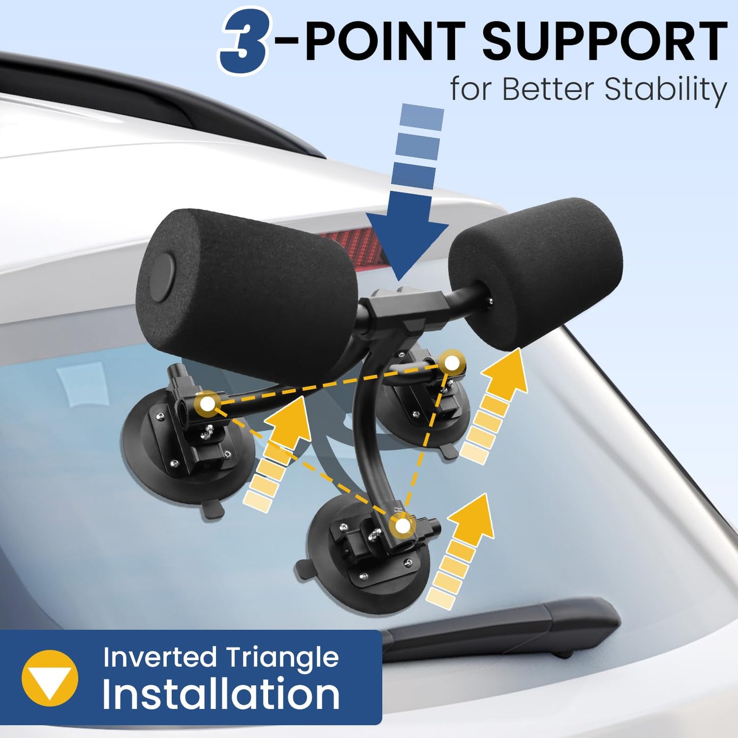 Tri-Grip Kayak Load Roller,3 Suction Cups Kayak Roller Loader,Kayak Helpers -Pump Vacuum Type- Kayak Roof Roller Loader Load Assist Mount,Kayak Loader Lift Assist System for Car SUV,Kayak Accessories