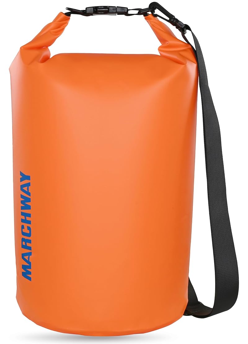 MARCHWAY Waterproof Dry Bag Backpack 5L-40L, Roll Top, Floatable 20L Deep Orange