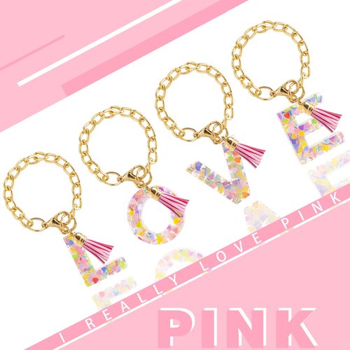 Letter Charm Accessories for Stanley Cup 1 PCS Cute Initial Keychain Handle Charm for Stanley Tumbler for Women Pink Letter A