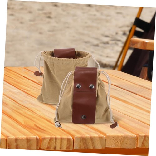 Hoement Collapsible Mushroom Bags 2pcs Canvas Pouch Set Portable Hiking Fruit Picking Bag Saddle Dump Pouch