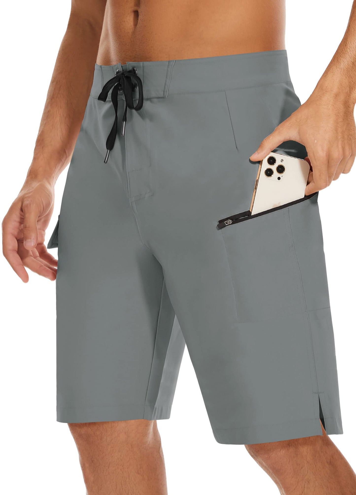 MIVEI 22" Men's Board Shorts Swimwear No Mesh Lining - Long Swim Trunks Surf Shorts Bathing Suit with Zipper Pocket UPF50+
