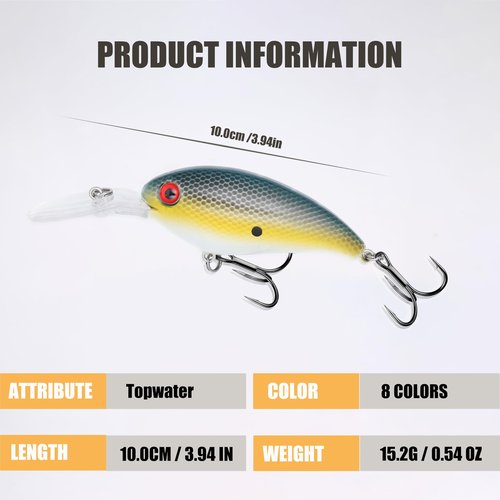 𝗘𝗫𝗔𝗨𝗥𝗔𝗙𝗘𝗟𝗜𝗦 Fishing Gear Fishing Lure Diving Crankbait Lures for Saltwater Freshwater,swimbaitsfor Bass Trout Crappie Walleye Pike Bluegill Salmon Fishing Gifts for Fisherman