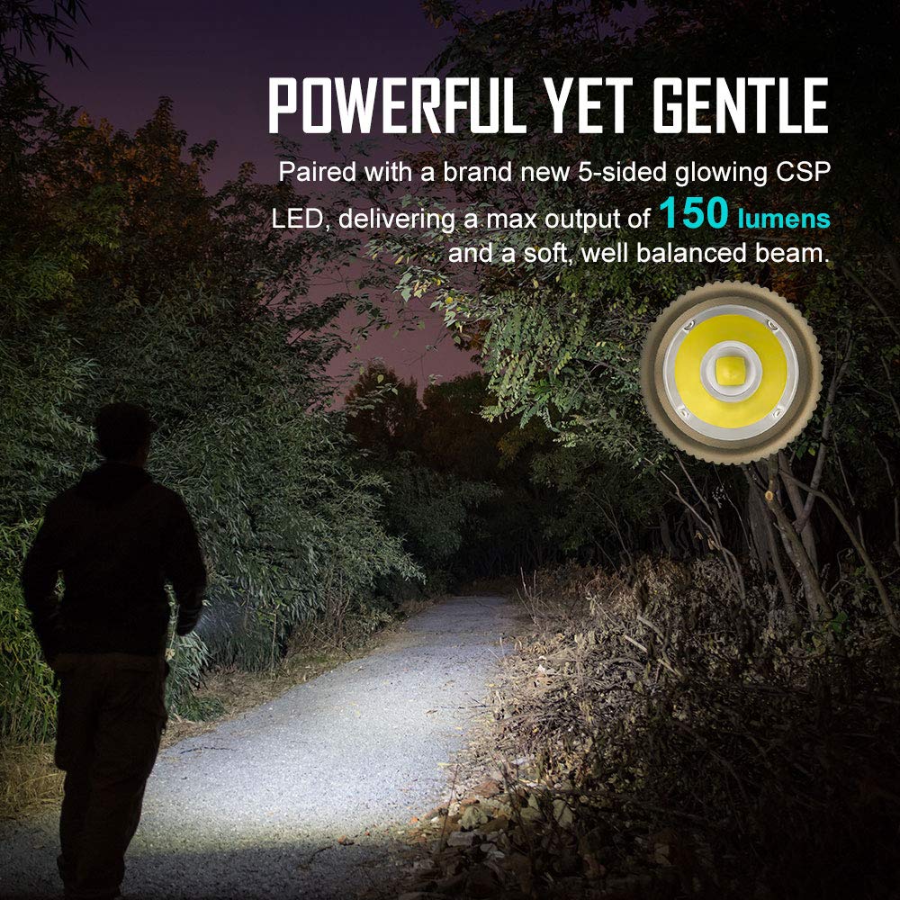 OLIGHT i1R 2 EOS 150 Lumens Tiny Rechargeable Keychain Flashlight EDC Mini LED Keyring Light with Built-in Battery for Camping Hiking Dog Walking etc (Desert Tan)