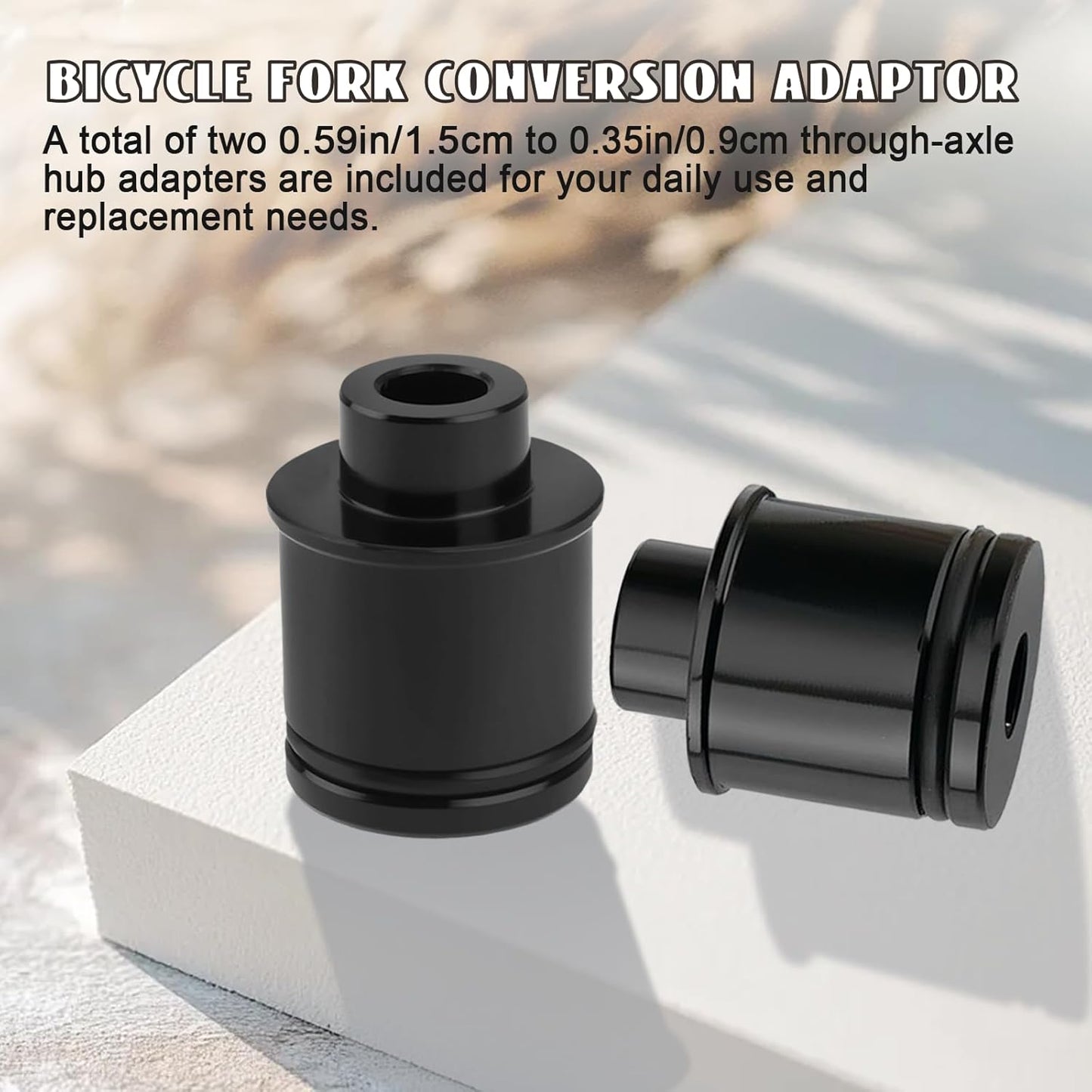 2 Pack Mountain Bike Hub Adapter, Quick Release Hub Converter Adapter, 12/15mm to 9mm Thru Axle Quick Release for Mountain Road Bicycle Cycling Wheel