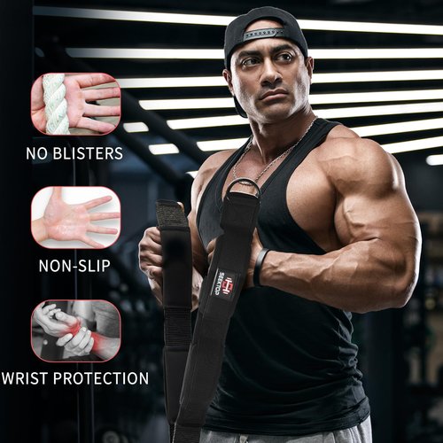 Seektop Tricep Rope Cable Attachment, Tricep Pull Down Attachment, Multi Workout Tricep Pull Down Rope for Triceps Push Downs, Bicep Curls,Crunches, Facepulls, Perfect for Professional Gym (Black)