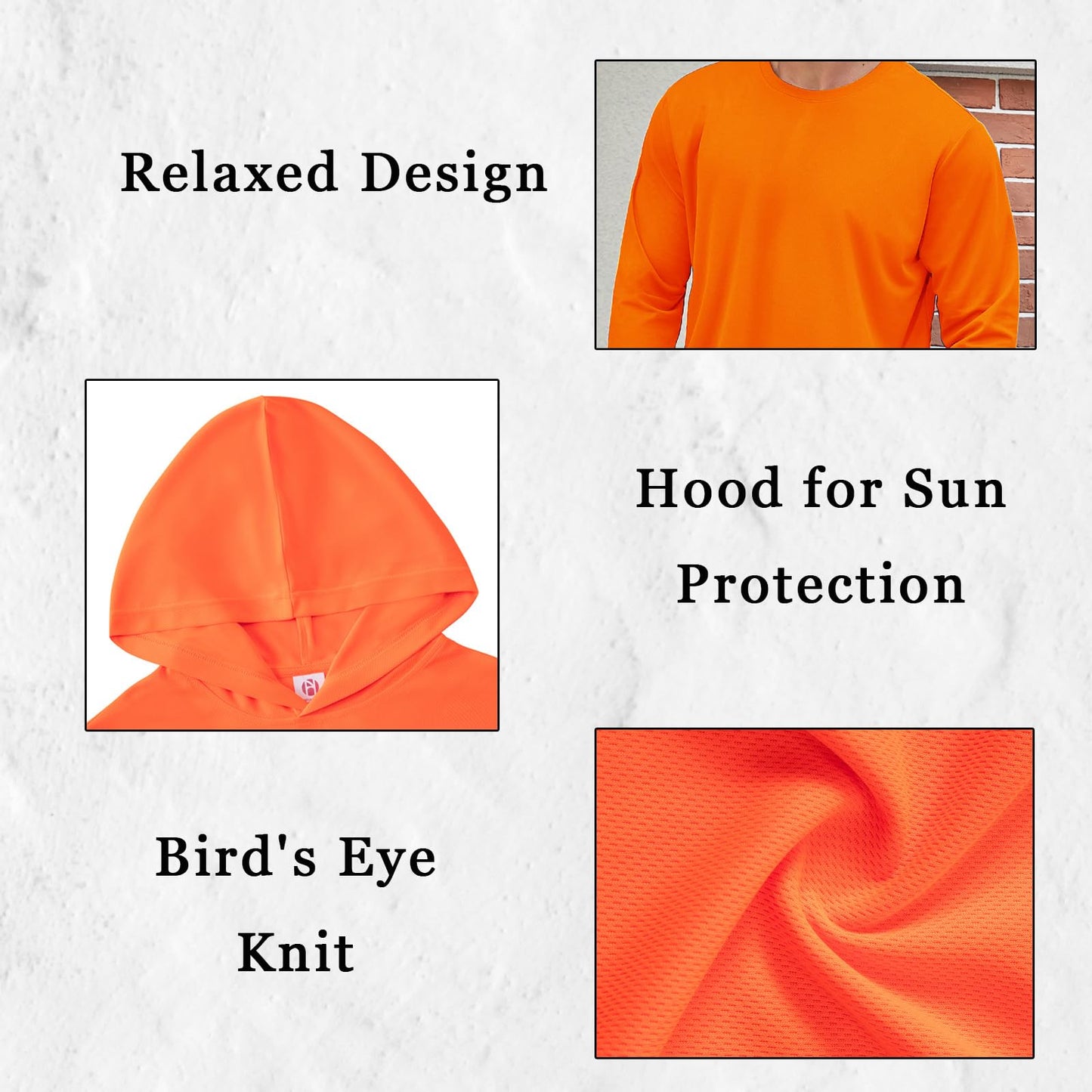 TanBridge Men's Dry Fit Hoodie Long Sleeve High Visibility Work Shirts for Men Sun Protection Shirt 5 Pack