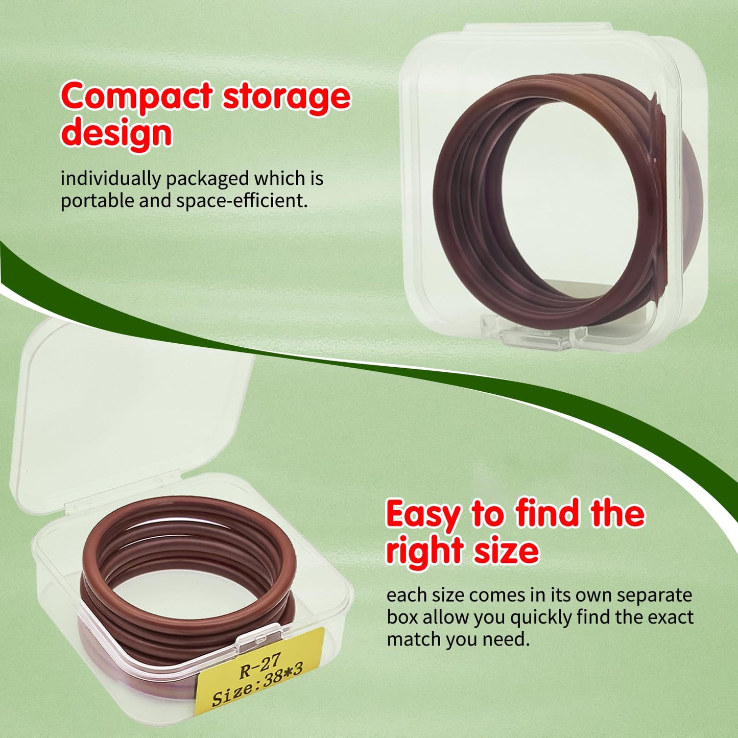 Langina 198PCS Viton O Ring Kits, 30 Sizes,75A Shore,High Temp Resistance