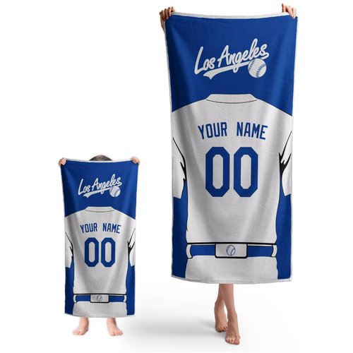 ANTKING Los Angeles Beach Towel Custom Name and Number Towel for Men Women Boy Gifts