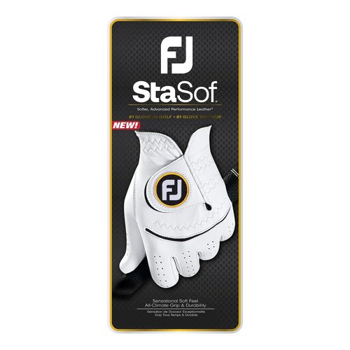 FootJoy Men's StaSof Golf Glove, White, Medium/Large, Worn on Left Hand