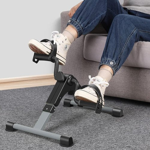 Folding mini Exercise Bike Portable Pedal Exerciser Desk Bike with LCD Displays for Arms and Legs Low Impact Exercise (GRAY)