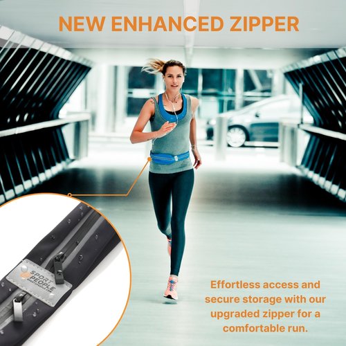 Slim Running Belt for Women and Men, Waterproof Phone Holder for Running, Reflective 2-Pocket Waist Pack for Storing Runner?™s Essentials Safely, Runner?™s Fanny Pack, Money Belt Fits Most Phones