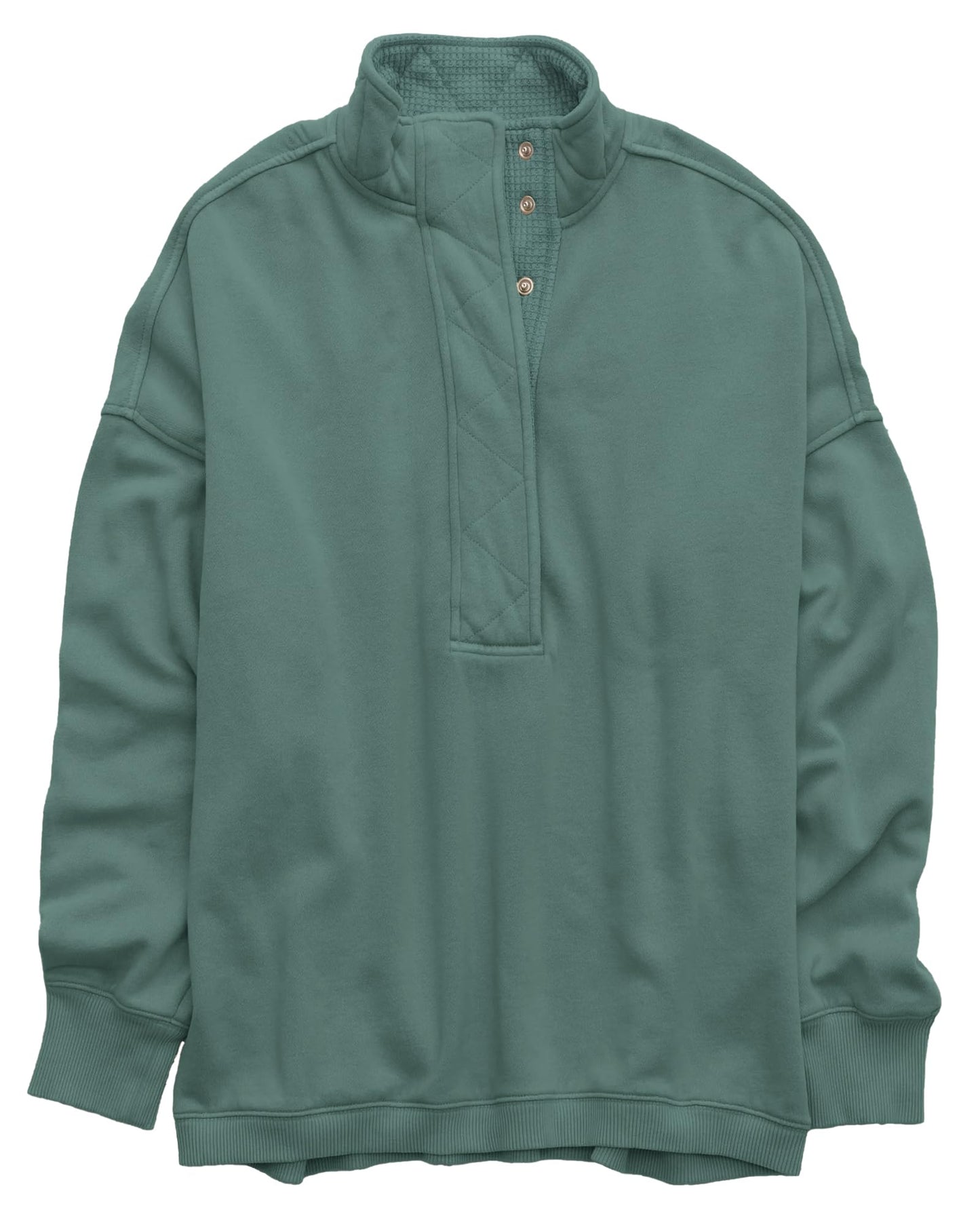 Gacaky Sweatshirt for Women Oversized Casual Long Sleeve Button Henley Neck Pullover Tops Fashion Outfits Clothes Mystical Green L