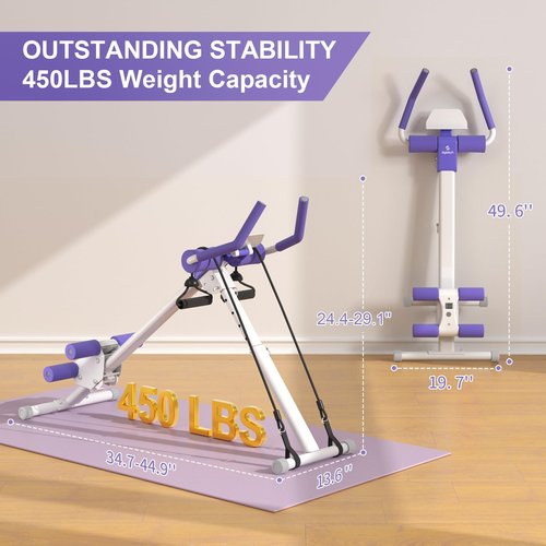 Home Gym Systems Ab Machine,Ab Workout Equipment,Ab Trainer Machine for Abs Workout at Home Gym, Foldable, Knee Protection, Abdominal Trainer for Stomach Workout,Touch Displays(Purple)