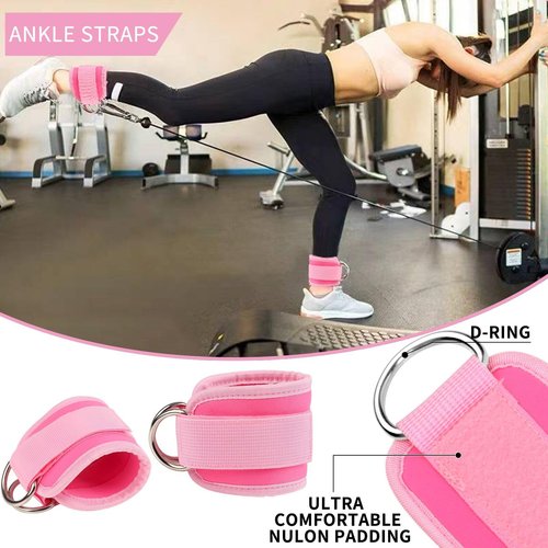 SINYWAY Barbell Pad Set, 10 Pcs Barbell Squat Pad for Hip Thrusts, Lunges, Leg Day with 2 Gym Ankle Straps, 3 Hip Resistance Bands, 2 Lifting Strap, Barbell Pad and Carry Bag